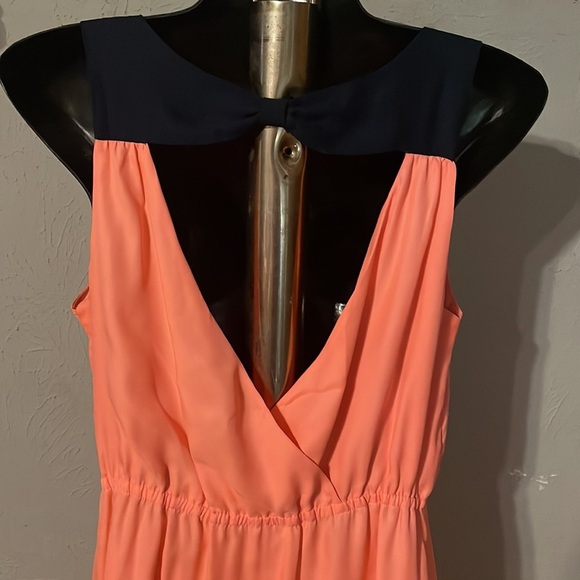 S/P American Eagle peach orange pink sleeveless v-neck lined midi dreas - Picture 10 of 14